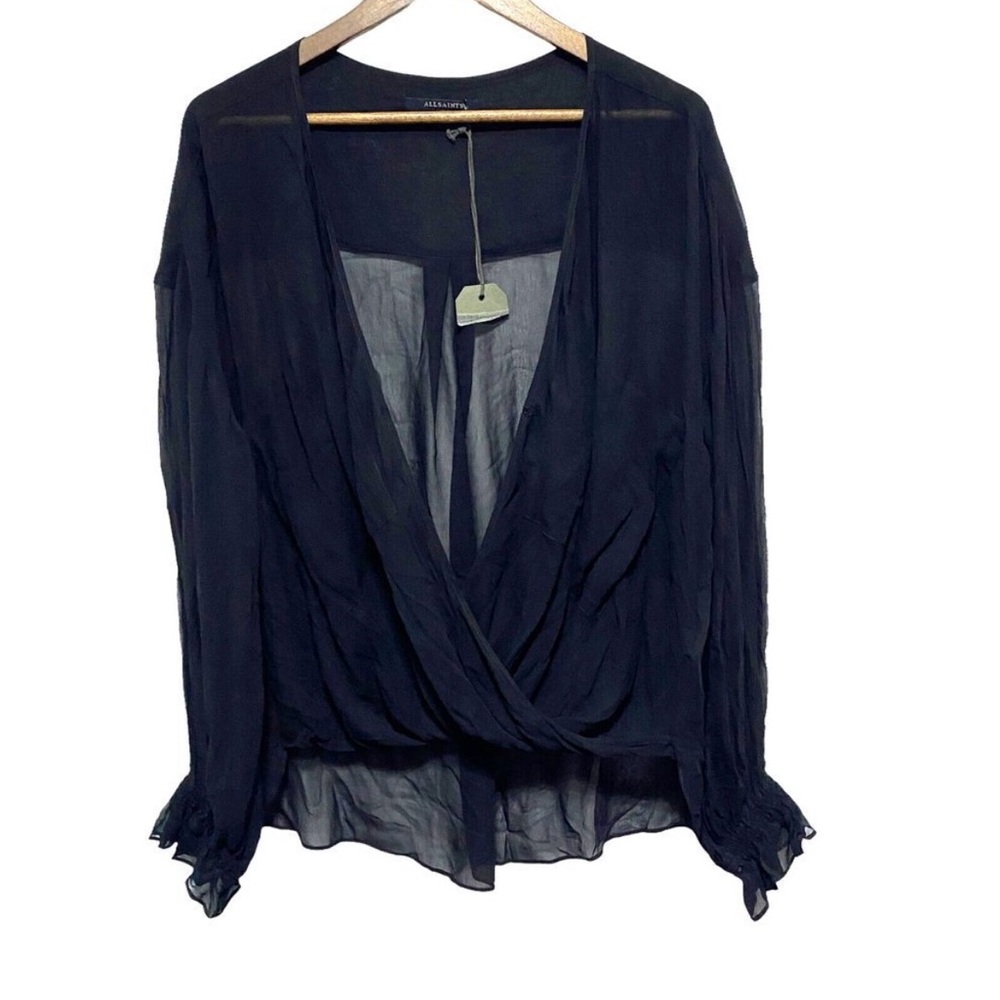 All Saints Sheet Faux Wrap Blouse L